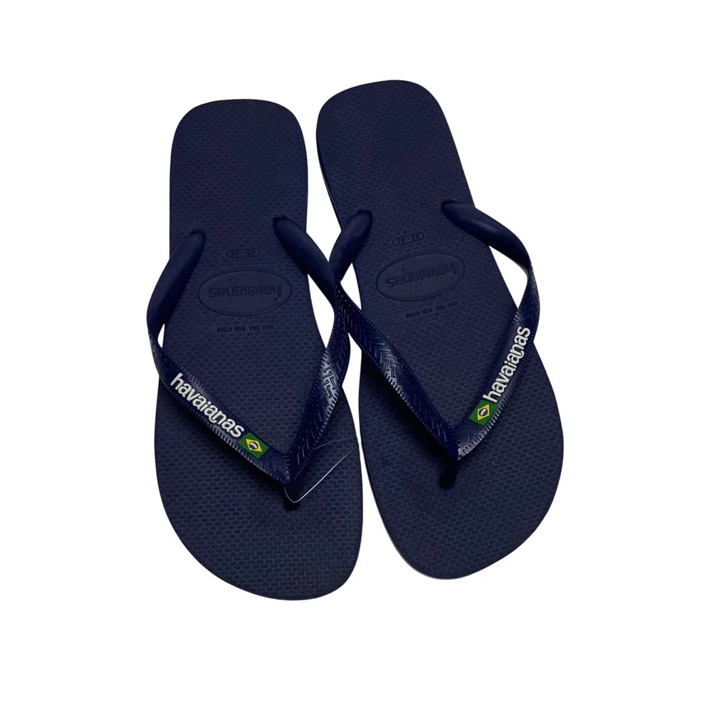 Havaianas Brasil Logo NavyBlue Flip Flops Mens‎ Size 13 USNWT